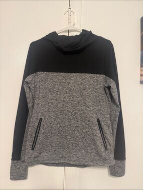 G-III 4Her  Women’s Black and Gray Hooded Athletic Pullover